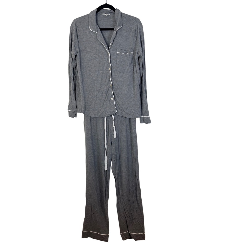 Lou & Grey Sleep Womens M Gray Pajama Set Long Sleeve Button Down and Pants